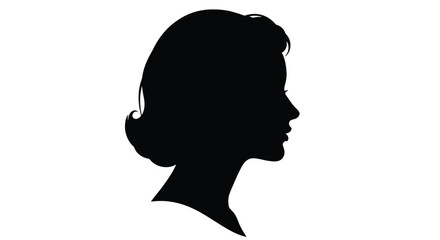 A striking silhouette of a woman s face and neck in profile against a plain white background © Shakil