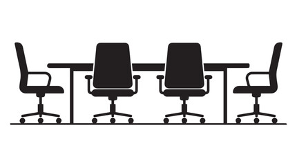 Fototapeta premium modern office conference setup with four ergonomic chairs and minimalist table flat vector illustration