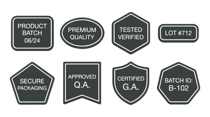 Fototapeta premium Set of premium quality assurance badges and certification seals for product packaging and business marketing