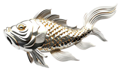 Obraz premium PNG Koi fish Chrome material animal white background underwater.