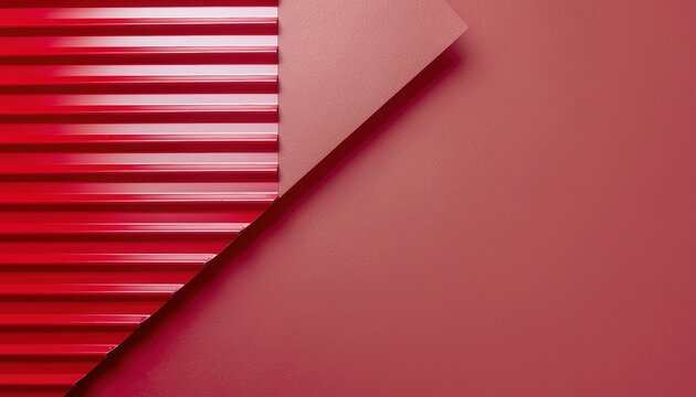 Geometric composition of corrugated and smooth surfaces in varying red tones