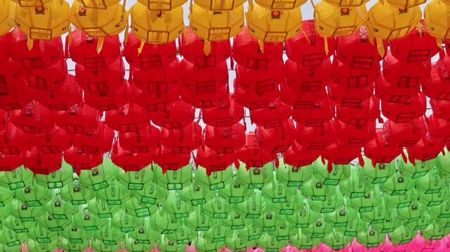 Jogyesa Temple Seoul Korea red lantern canopy detail cultural pattern