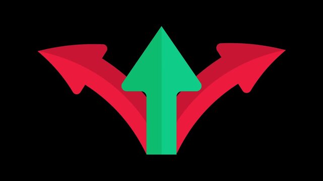 Three Directional Arrows Pointing Forward on Green Background, Symbolizing Choice and Opportunity