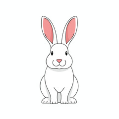 Obraz premium Cute White Bunny Rabbit Illustration for Spring and Easter Themes