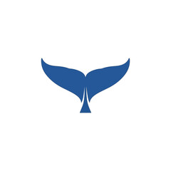 Naklejka premium A simple, abstract, and iconic representation of a whale's tail fluke in a deep blue hue, perfect for marine or eco-friendly branding