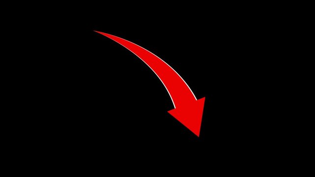 Red Curved Arrow on Black Background Direction Icon