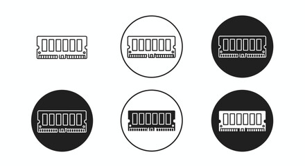 Fototapeta premium Circular badge icons with a barcode-like design in contrasting tones.