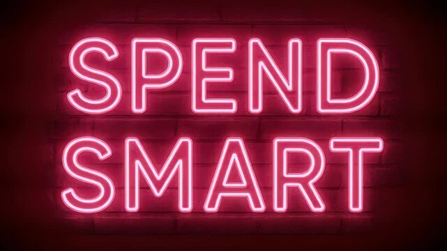 Neon Sign: The vibrant neon sign radiates with an invitation, boldly urging viewers to SPEND SMART. A luminous display of financial wisdom.