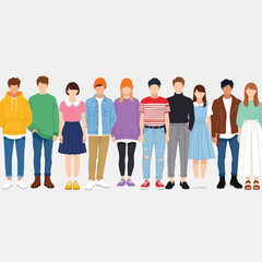 Fototapeta premium Diverse Group of Young Adults Standing Together in Casual Attire