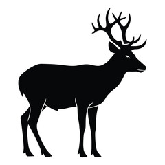 Fototapeta premium Silhouette of a majestic stag a black and white wildlife illustration