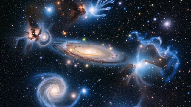 stunning galaxy cluster with spiral galaxies and stars in deep space