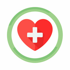 Obraz premium Heart icon with medical cross inside green circle health symbol