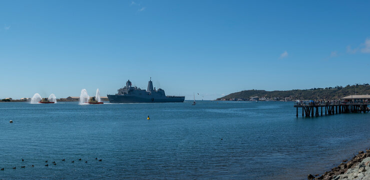 April 11, 2026-USS John P. Murtha returns to San Diego, bringing back Artemis II Orion capsule after it splashed down off the coast.