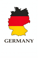 Obraz premium Germany map with national flag colors, black red yellow geographic outline illustration