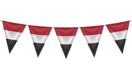 Obraz premium Celebrate national pride with vibrant Yemen flag bunting, perfect for festive occasions and patriotic displays