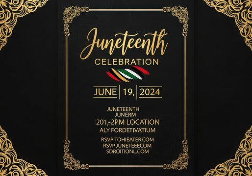 Invitation card for the juneteenth celebration event on june 19, 2024