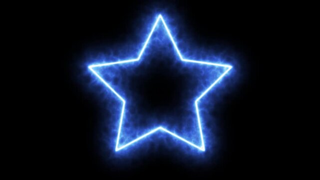 Neon blue glowing line forming a star shape on a black background. Minimalist energy trail and light effect animation with a futuristic feel.