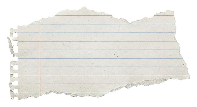 Torn Lined Notebook Paper Scrap Isolated PNG with Transparent Background