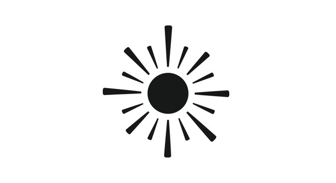 A black sun symbol with rays extending outwards