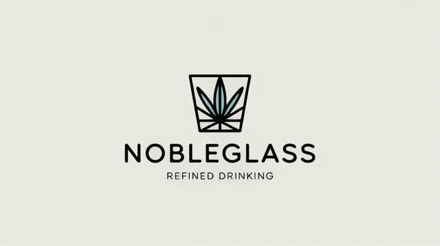 Noble glass logo with cannabis leaf icon and text legal marijuana drinkware beverage cannabis marijuana cannabinoid botanical silhouette