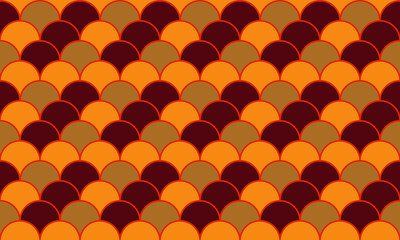 Vibrant autumnal fish scale pattern.  Perfect for textile design, website backgrounds, or any project needing a retro, geometric, and sophisticated aesthetic. © Olena