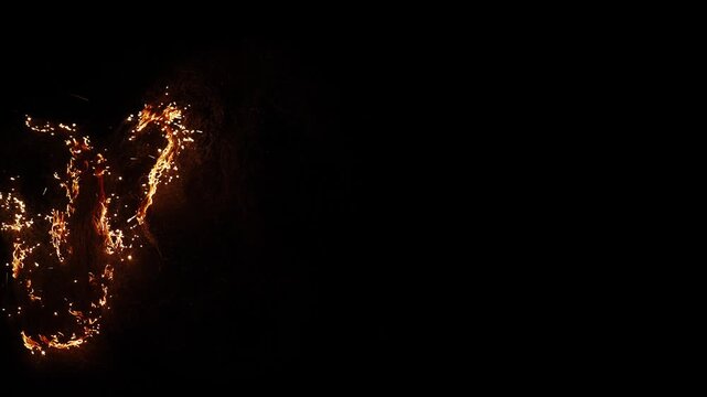 4k Slow motion shot of burning steel wool for cool transition, background and fire effects 