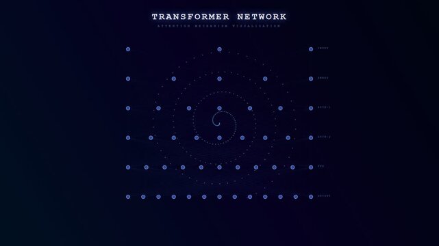 This cinematic animation showcasing AI Diagnostic Algorithms displays pulsating blue nodes and expanding spiral connections within a deep dark space to represent advanced machine learning processes