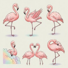 Obraz premium Whimsical illustrations of adorable sleeping owls and friends