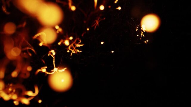 4k Slow motion shot of burning steel wool for cool transition, background and fire effects 
