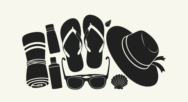 A collection of summer vacation items