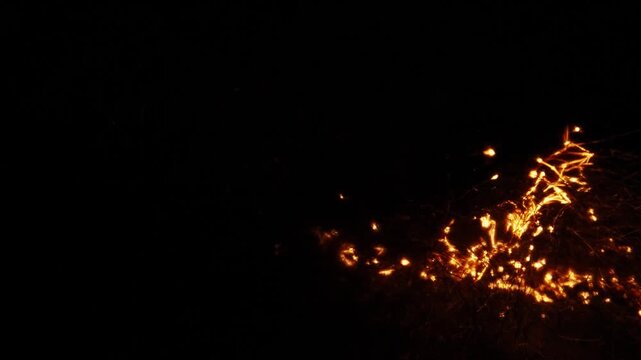 4k Slow motion shot of burning steel wool for cool transition, background and fire effects 