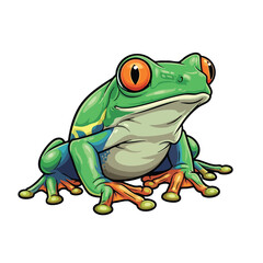 Obraz premium Colorful Cartoon Frog Illustration for Nature and Animal Themes