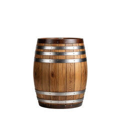 Obraz premium A weathered, cylindrical wooden barrel with metal hoops
