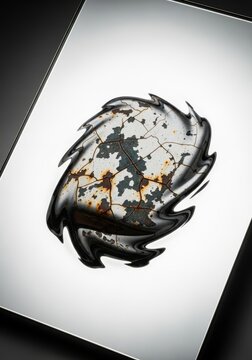 A polished silver mirror surface displays a distorted image where the movement lags behind while the details appear aged and weathered, cold, double, dusty