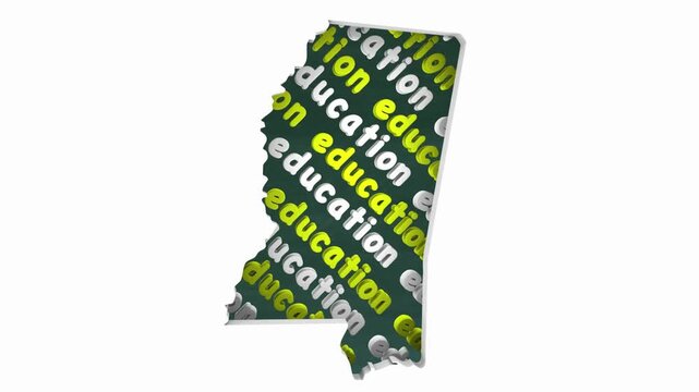 Mississippi MS Education School Board District State Map Student Learning 3d Animation
