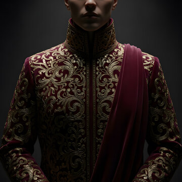 Royal Regal Garment with Intricate Gold Embroidery