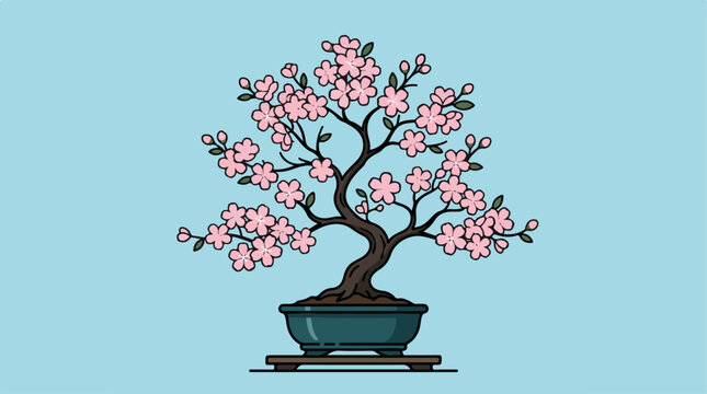 Bonsai Tree Pink Flowers.