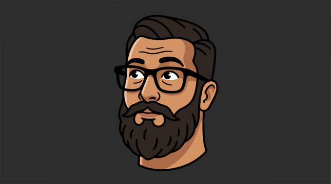 Cartoon man with beard glasses.