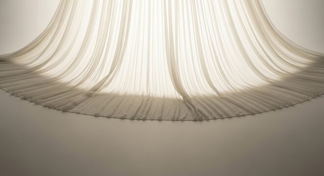 Softly Pleated Sheer Fabric Creating a Gentle Gradient of Light and Shadow