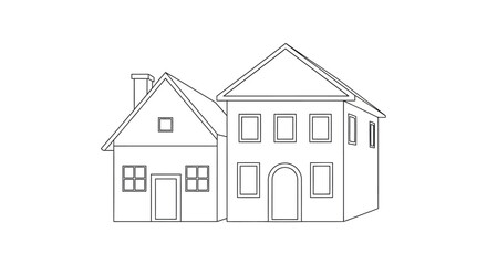 Fototapeta premium Simple House Line Drawing.