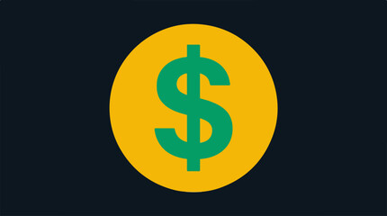 Fototapeta premium Dollar Sign on Yellow Circle.