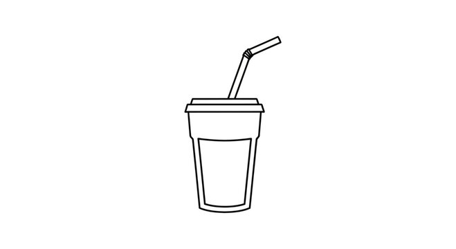 Disposable plastic cup with straw.