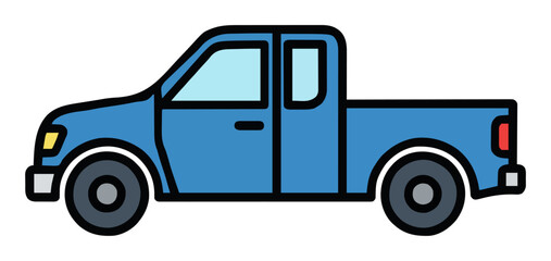 Fototapeta premium Pickup truck flat vector illustration. Generative AI