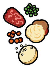 Fototapeta premium Minimalist continuous line art shepherds pie icon. Generative AI
