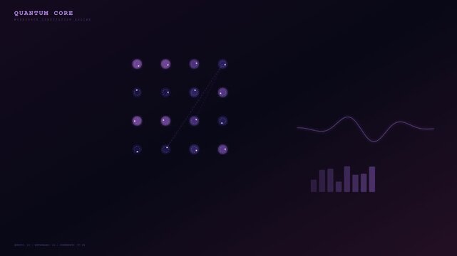 An abstract animation of intelligent data computation, illustrating future workspace concepts with glowing connected nodes and dynamic visualization charts, symbolizing technological advancement.