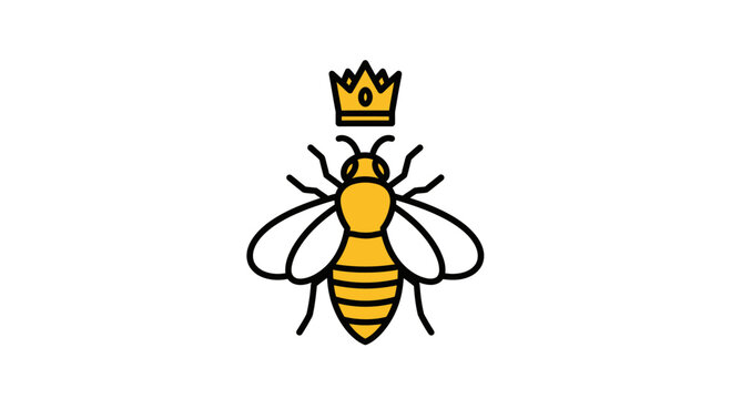 Queen Bee Wearing Golden Crown.