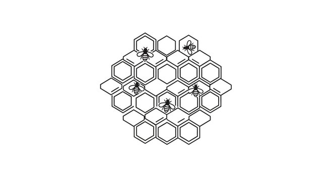 Black and white honeycomb pattern design.