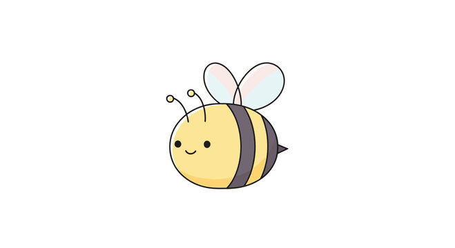Smiling Cartoon Bee Flying Sideways.