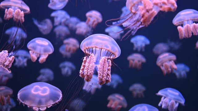 Jellyfish in underwater environment for environmental projects, nature documentaries, and commercials