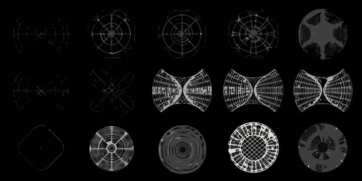 Radiolarian microscopic images diverse skeletal structures on a black background